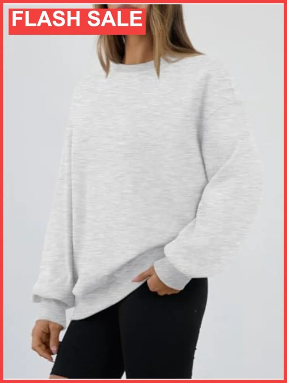 Oversized Crewneck Sweatshirt Polyester Cotton Pullover Long Sleeve Women